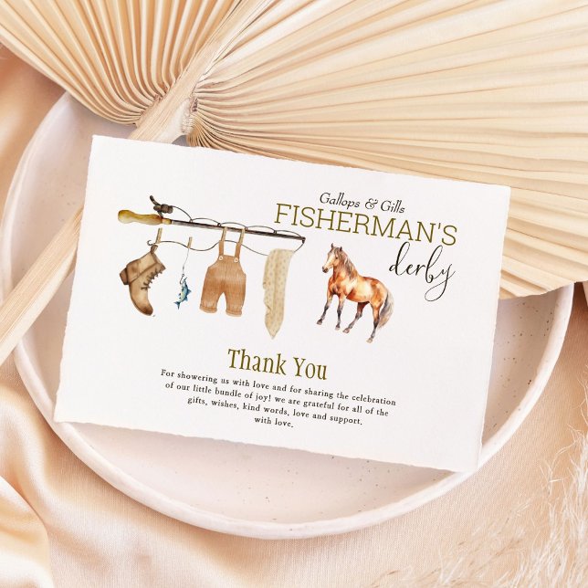 Rustic Fisherman’s Derby Baby Shower Fishing  Thank You Card (Creator Uploaded)