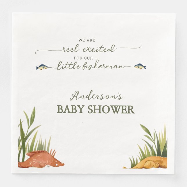 Rustic Fishing Baby Boy Little Fisherman Napkin (Front)