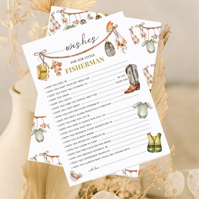 Rustic Fishing Baby Shower Wishes for Baby Card (Creator Uploaded)