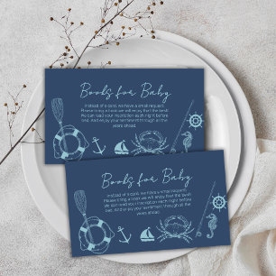 Rustic Fishing Nautical Boy Books For Baby Shower Enclosure Card