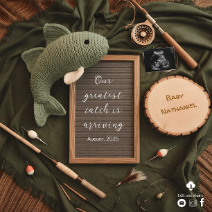 Rustic Fishing-Themed Pregnancy Announcement 