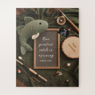 Rustic Fishing-Themed Pregnancy Announcement  Jigsaw Puzzle