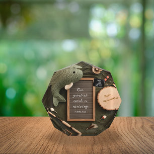 Rustic Fishing-Themed Pregnancy Announcement Photo Block