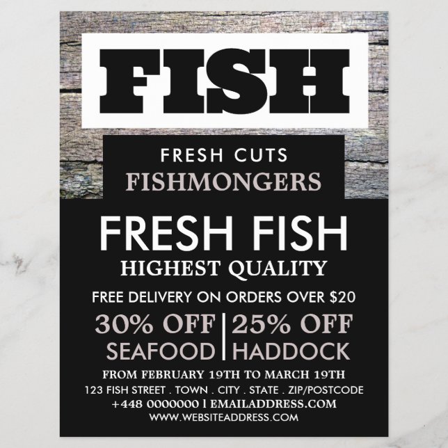 Rustic Fishmonger/Wife, Fish Market Advertising Flyer (Front)
