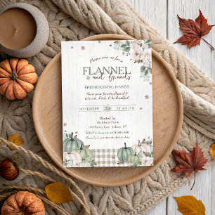 Rustic Flannel and Friends Thanksgiving Party Invitation