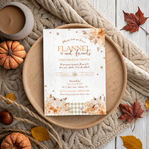 Rustic Flannel and Friends Thanksgiving Party Invitation