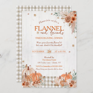 Rustic Flannel and Friends Thanksgiving Party Invitation