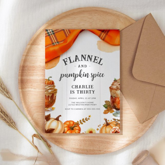Rustic Flannel and Pumpkin Fall Birthday Invitation (Creator Uploaded)