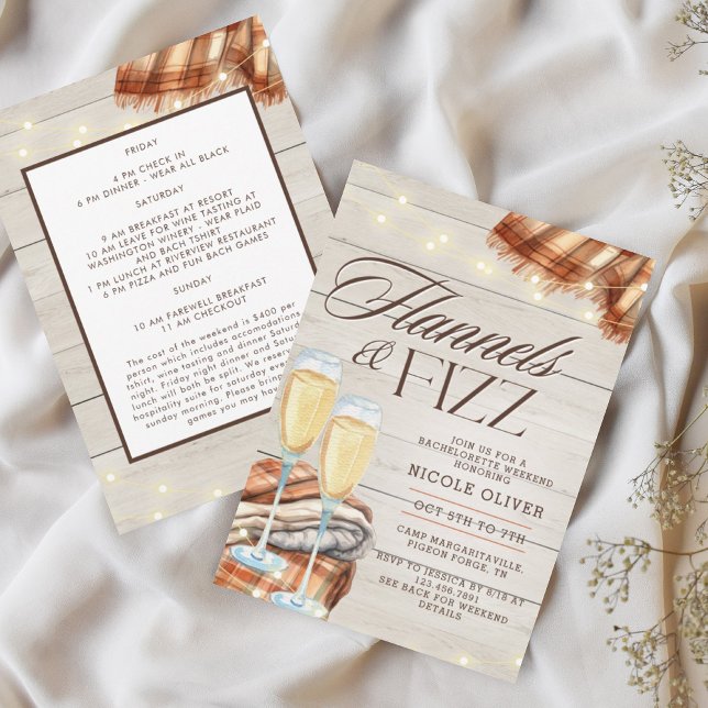 Rustic Flannels & Fizz Fall Bachelorette Weekend Invitation (Creator Uploaded)