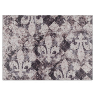 rustic fleur de lis on diamond cutting board