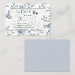 Rustic Flora Dusty Blue & Sage RSVP Wedding Enclosure Card