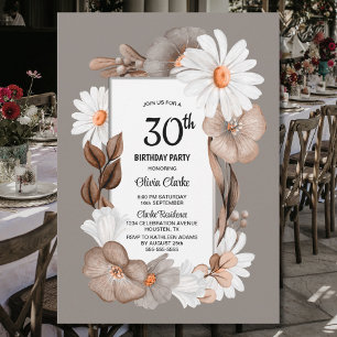 Rustic Floral 30th Birthday Party Invitation