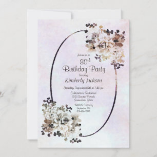 Rustic Floral 80th Birthday Party Invitation