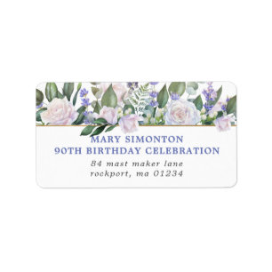 Rustic Floral 90th Birthday Party Return Address Label