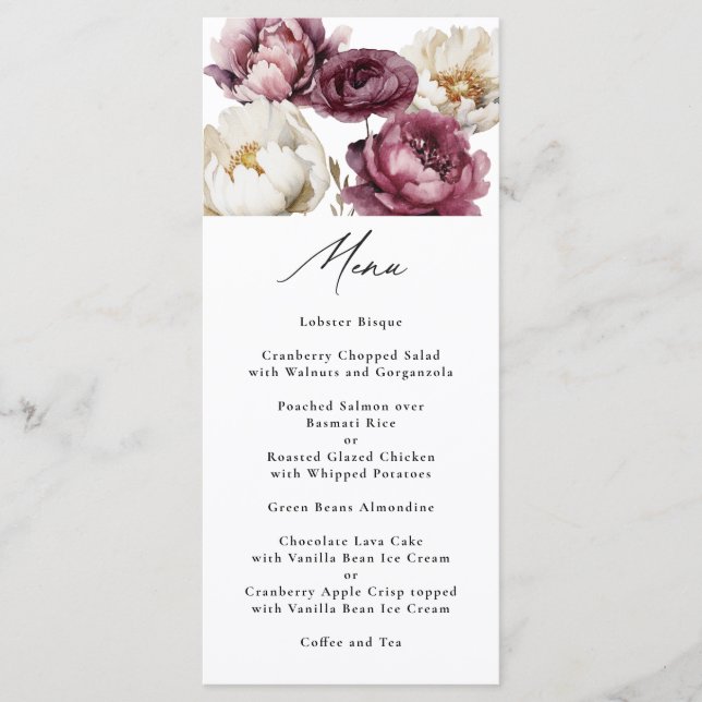 Rustic Floral Abundance Bridal Shower Menu (Front)