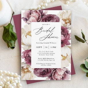 Rustic Floral Abundance Feminine Bridal Shower Invitation