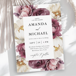 Rustic Floral Abundance Romantic Blooms Invitation