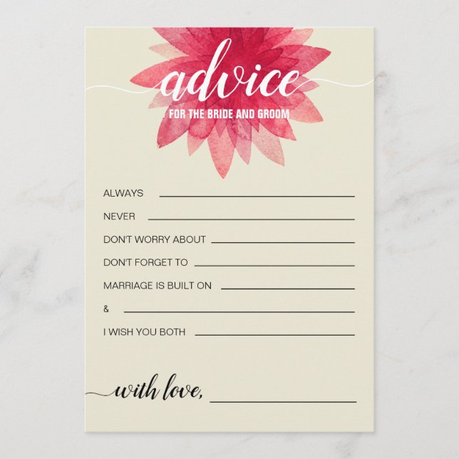 Rustic Floral Advice for the Bride Bridal Shower (Front)