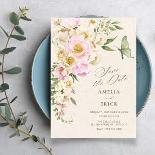 Rustic Floral aesthetic Save The Date