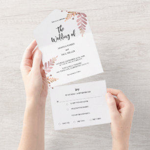 Rustic Floral All In One Wedding Invitation