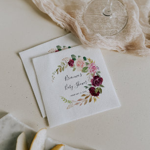 Rustic Floral and Botanical Foliage Baby Shower Napkin