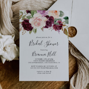 Rustic Floral and Botanical Foliage Bridal Shower Invitation
