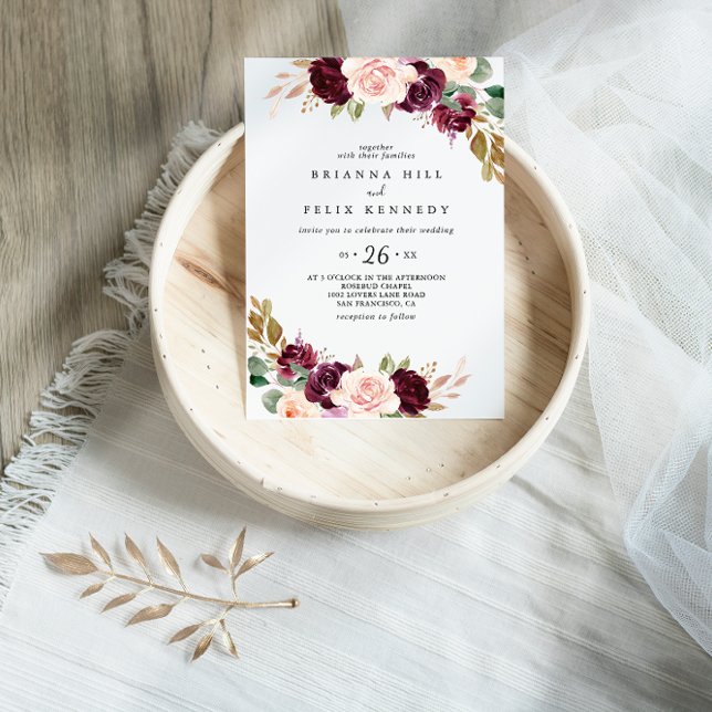 Rustic Floral and Botanical Foliage Casual Wedding Invitation (Creator Uploaded)