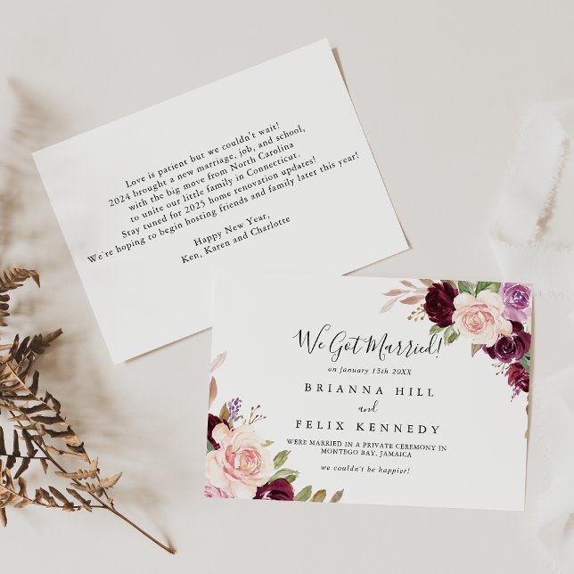 Rustic Floral and Botanical Foliage Elopement Announcement (Creator Uploaded)