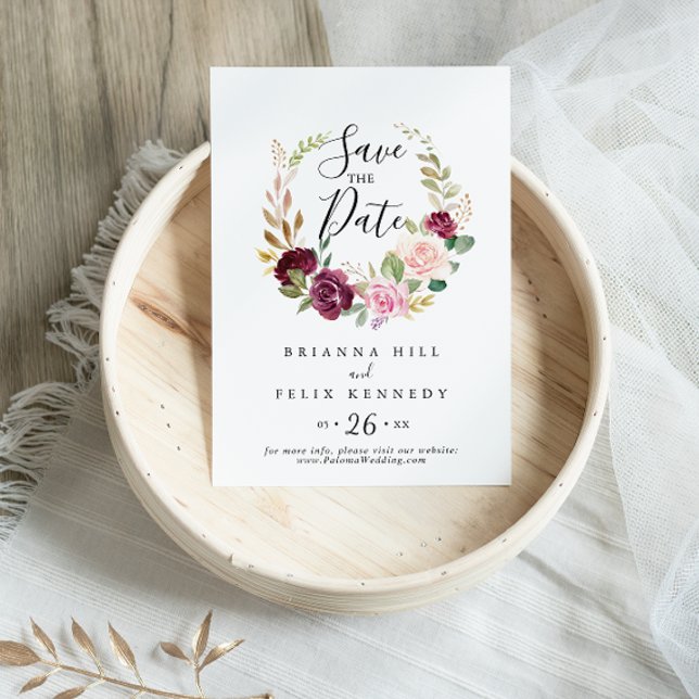 Rustic Floral and Botanical Foliage Wedding Save The Date (Creator Uploaded)