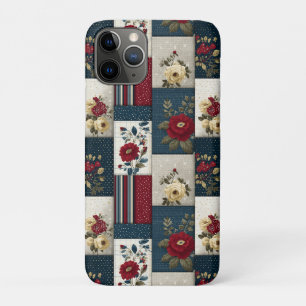 Rustic Floral and Geometric Patchwork Design iPhone 11 Pro Case