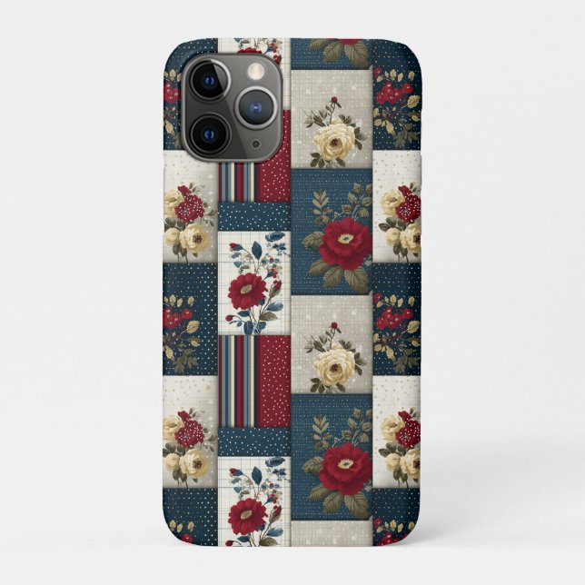 Rustic Floral and Geometric Patchwork Design Case-Mate iPhone Case (Back)