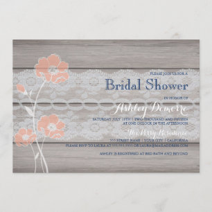 Rustic Floral and Lace Bridal Shower Invitation