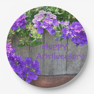 Rustic Floral Anniversary Paper Plate