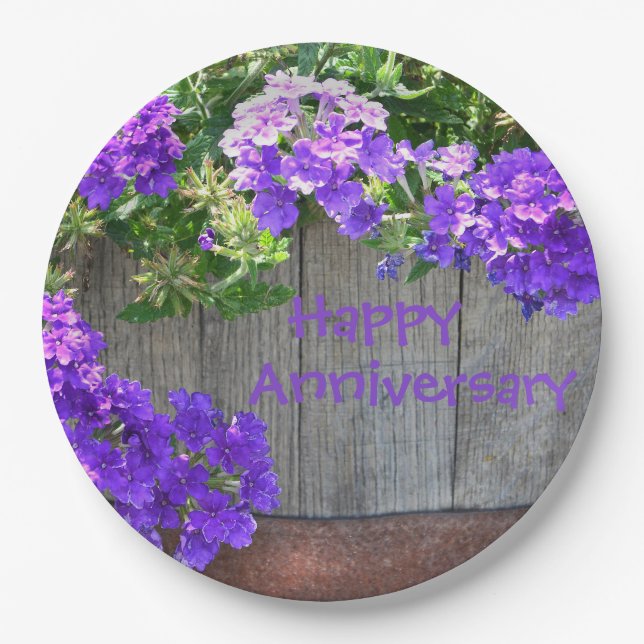 Rustic Floral Anniversary Paper Plate (Front)