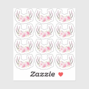 Rustic Floral Antlers Blush Pink Elegant 12-Piece