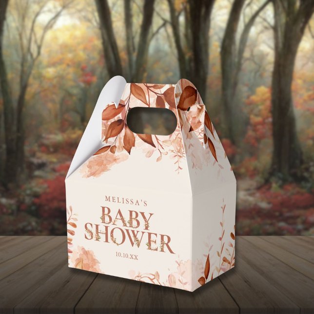 Rustic Floral Autumn Fall Baby Shower Favour Box (Rustic Floral Autumn Fall Baby Shower Favor Boxes)
