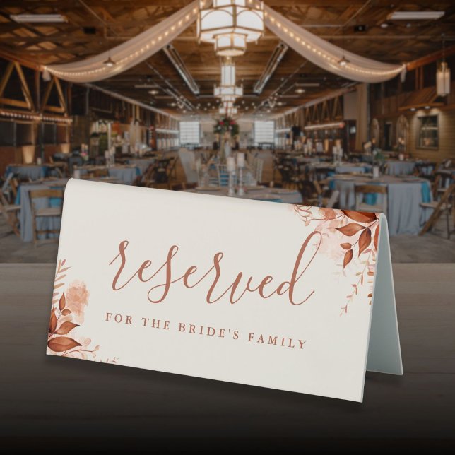 Rustic Floral Autumn Fall Wedding Reserved (Rustic Floral Autumn Fall Wedding Reserved Table Tent Sign)