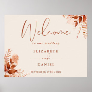 Rustic Floral Autumn Fall Wedding Welcome Sign