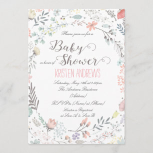 Rustic Floral Baby Shower Invitation II