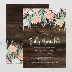 Rustic Floral   Baby Sprinkle Invitation