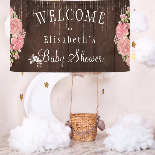Rustic floral backyard baby shower welcome sign (Creator Uploaded)