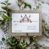 Rustic Floral Barnwood Hunt is Over Wedding RSVP