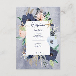 Rustic Floral Beach Nautical Reception Enclosure Card