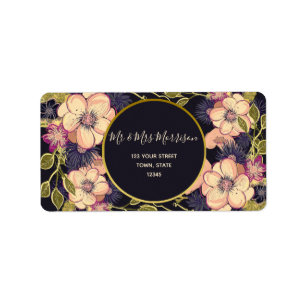 Rustic Floral Black Address Label