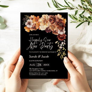 Rustic Floral Black Wedding After Party Invitation