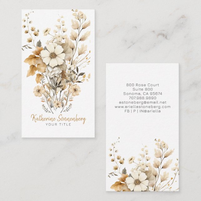 Rustic Floral Bloom  Business Card (Front/Back)