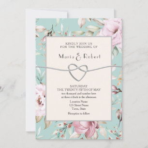 Rustic Floral Blush Pink Wedding Invitation