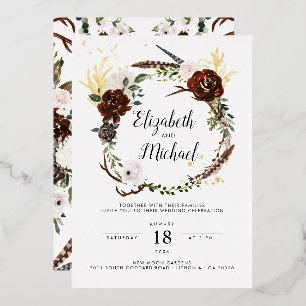 Rustic Floral   Boho Botanical Wedding Invitation
