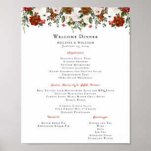 Rustic Floral   Boho Botanical Wedding Menu Poster