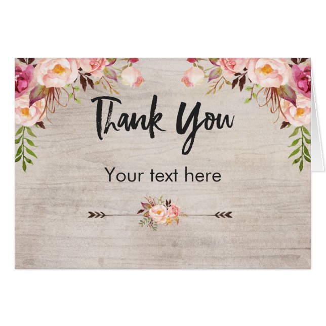 Rustic Floral Boho Folding Card (Front Horizontal)